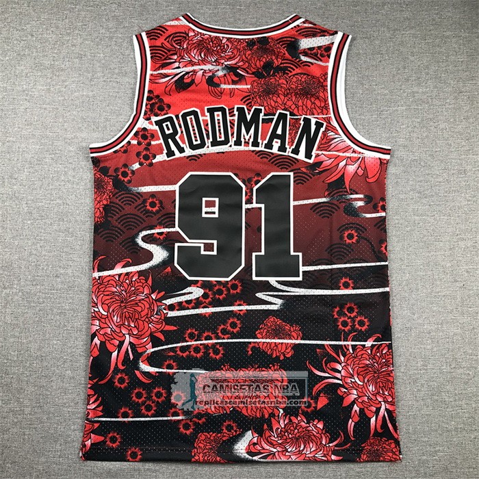 Camiseta Chicago Bulls Dennis Rodman NO 91 Mitchell & Ness Lunar New Year Rojo